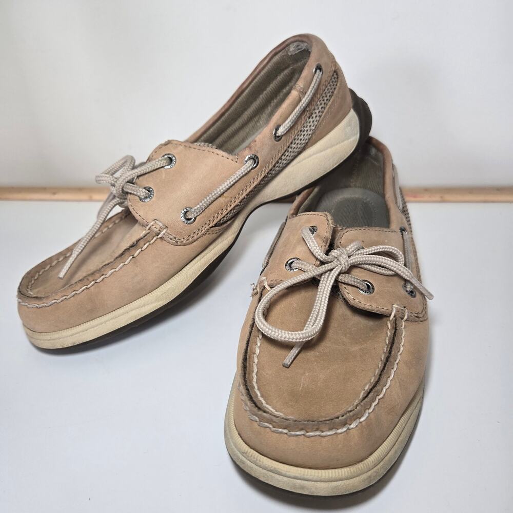 Sperry Top-Sider Womens Intrepid 2 Eye‎ Linen/Mesh Tan Beige Boat Shoes Size 7M